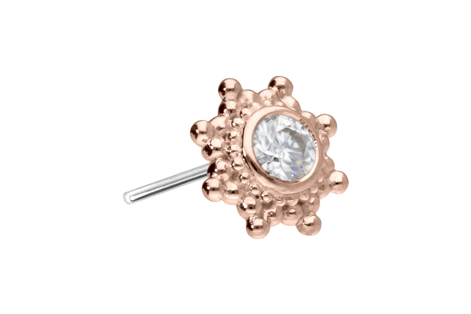 14 Karat Gold Aufsatz mit Titan Push Pin MOISSANIT-SONNE von Piercingline